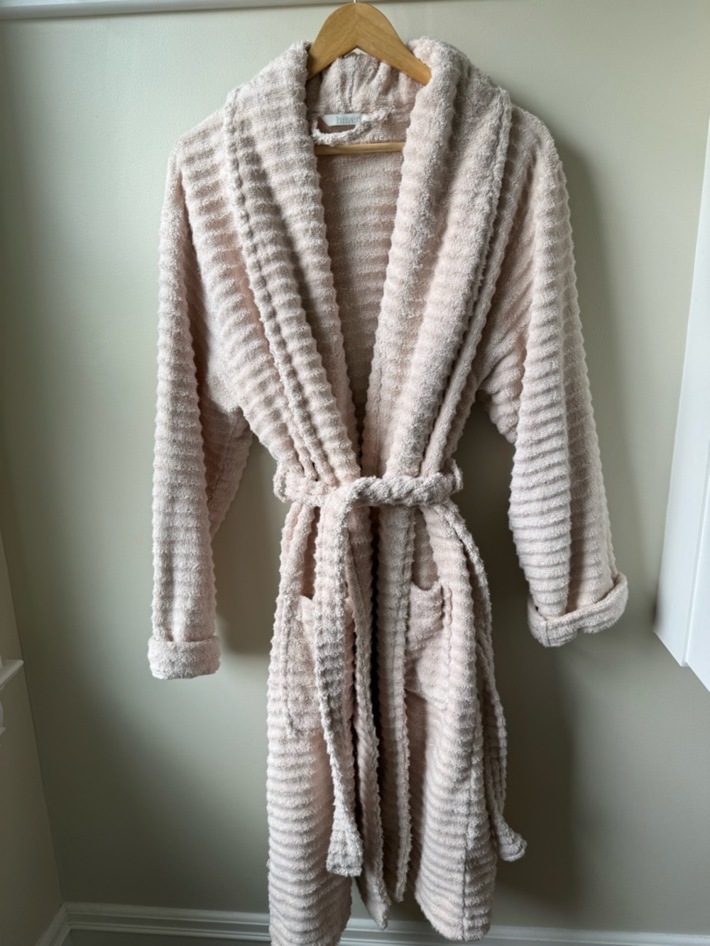 HAVEN Wave Organic Cotton Robe Silver Peony Sustainable Loungewear Spa Cozy M